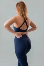 Biustonosz sportowy damski GYM-LADY kolekcja SKINSS kolor navy - odzież fitness dla kobiet, z tyłu 2