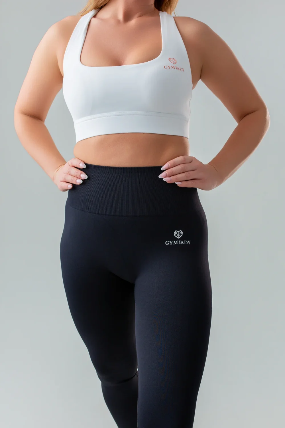 Damskie legginsy fitness GYM-LADY YUNE black - wysoka jakość - front blisko