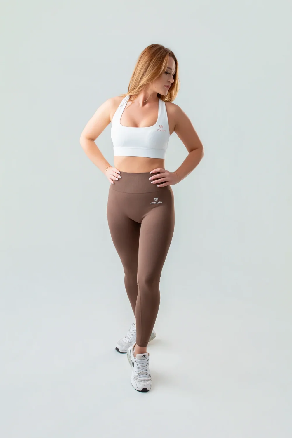 Legginsy sportowe damskie GYM LADY kolekcja PULSE kolor brown - odzież fitness dla kobiet modelka gym lady 4