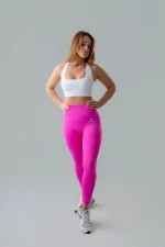 Legginsy sportowe damskie GYM-LADY kolekcja PULSE kolor pink - odzież fitness dla kobiet modelka gym lady