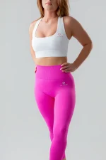 Legginsy sportowe damskie GYM-LADY kolekcja PULSE kolor pink - odzież fitness dla kobiet modelka przód