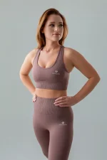Zestaw sportowy damski GYM-LADY kolekcja BASIC kolor brown - odzież fitness dla kobiet