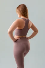 Zestaw sportowy damski GYM-LADY kolekcja BASIC kolor brown - odzież fitness dla kobiet tył inna perspektywa