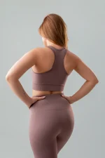 Zestaw sportowy damski GYM-LADY kolekcja BASIC kolor brown - odzież fitness dla kobiet tył