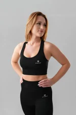 Zestaw sportowy damski GYM-LADY kolekcja BASIC kolor black - odzież fitness dla kobiet modelka przód