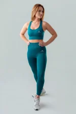 Zestaw sportowy damski GYM-LADY kolekcja BASIC kolor green - odzież fitness dla kobiet modelka z przodu 3