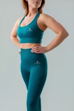 Zestaw sportowy damski GYM-LADY kolekcja BASIC kolor green - odzież fitness dla kobiet modelka z przodu 2